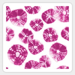 Shibori Kumo tie dye pink fuchsia dots over white Sticker